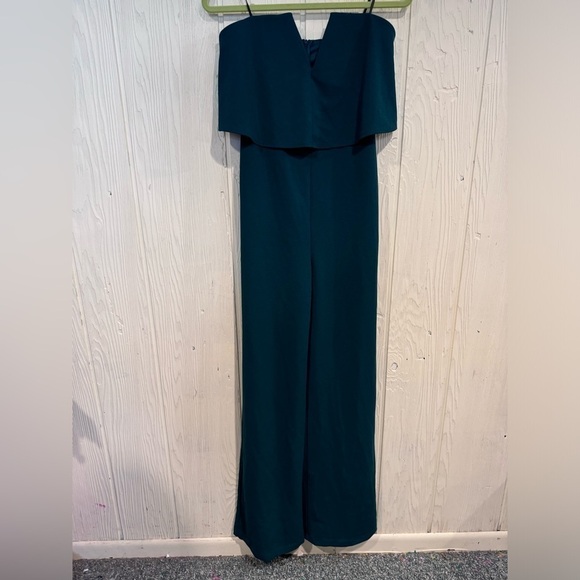 Lulus Pants - Lulu’s Power of Love Emerald Green Strapless Jumpsuit, Size M